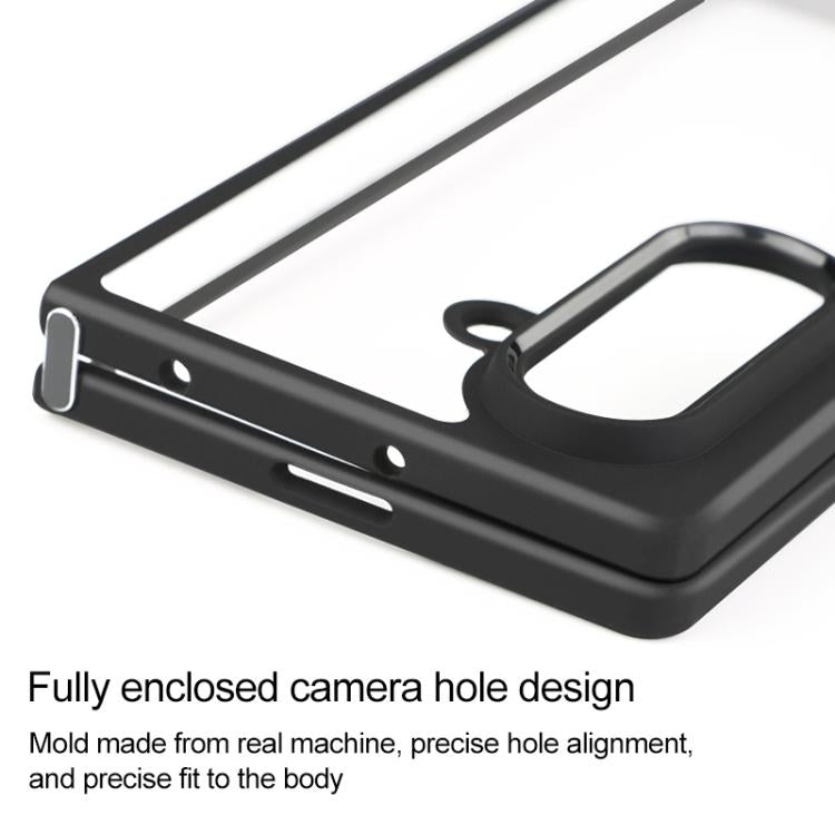 For Samsung Galaxy Z Fold7 Frosted TPU + Transparent PC Phone Case - Black