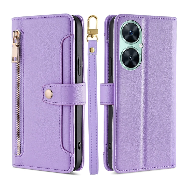 For Huawei Enjoy 60 Pro / nova 11i Lite Sheep Texture Cross-body Zipper Wallet Leather Phone Case