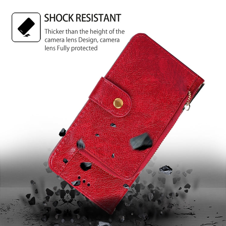 For ZTE Anshin Family Zipper Bag Leather Phone Case