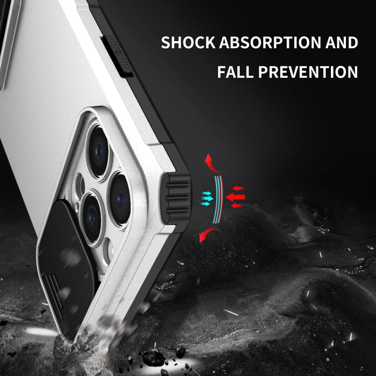 For iPhone 16 Pro Stereoscopic Holder Sliding Camshield Phone Case