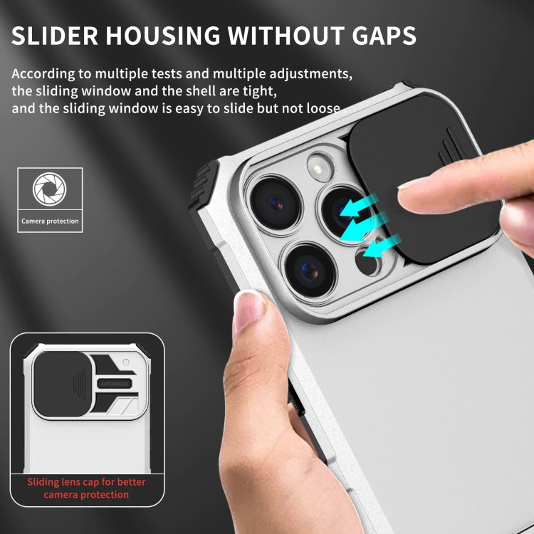 For iPhone 16 Pro Stereoscopic Holder Sliding Camshield Phone Case
