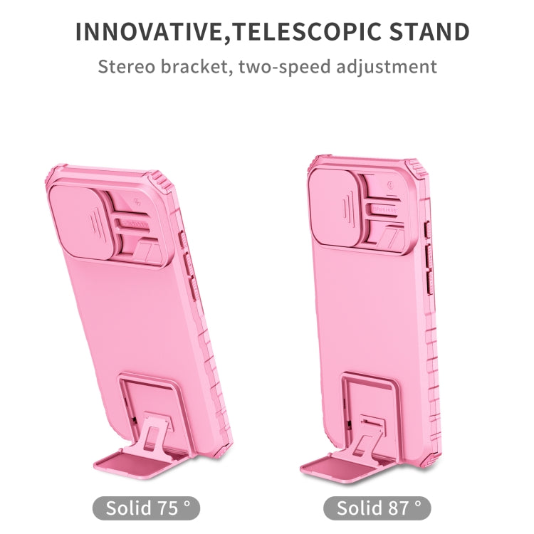 For iPhone 16 Pro Stereoscopic Holder Sliding Camshield Phone Case