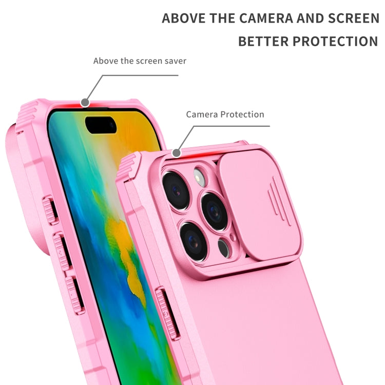 For iPhone 16 Pro Stereoscopic Holder Sliding Camshield Phone Case