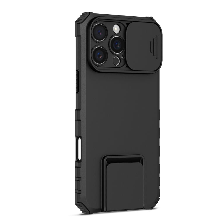 For iPhone 16 Pro Stereoscopic Holder Sliding Camshield Phone Case