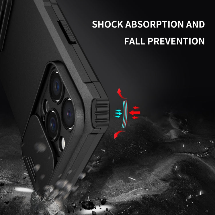 For iPhone 16 Pro Stereoscopic Holder Sliding Camshield Phone Case