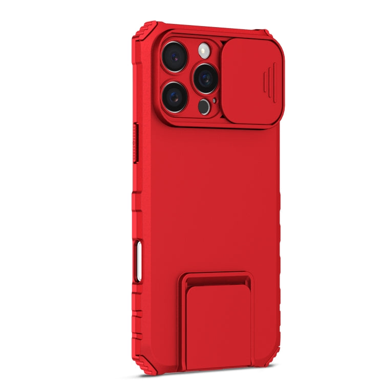 For iPhone 16 Pro Stereoscopic Holder Sliding Camshield Phone Case