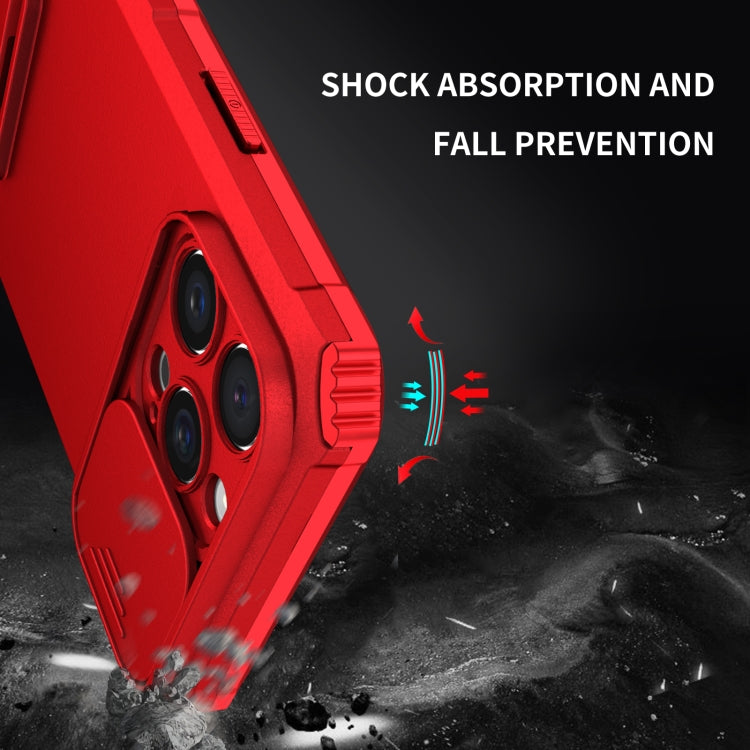 For iPhone 16 Pro Stereoscopic Holder Sliding Camshield Phone Case