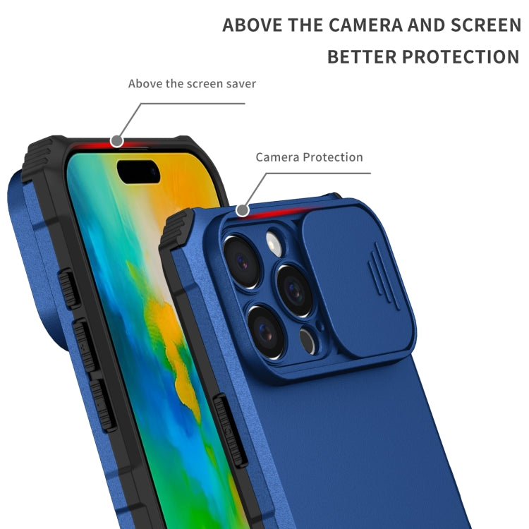 For iPhone 16 Pro Stereoscopic Holder Sliding Camshield Phone Case
