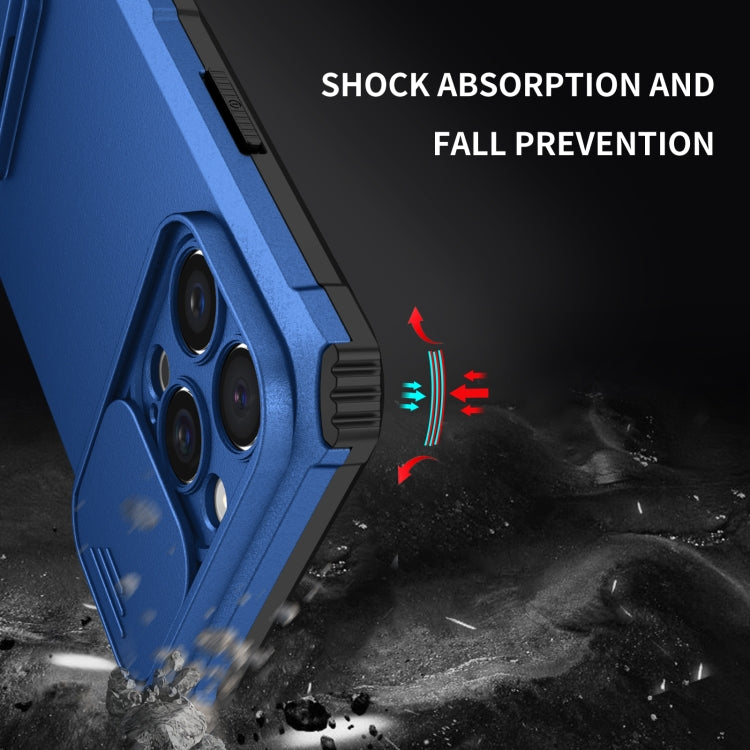 For iPhone 16 Pro Stereoscopic Holder Sliding Camshield Phone Case