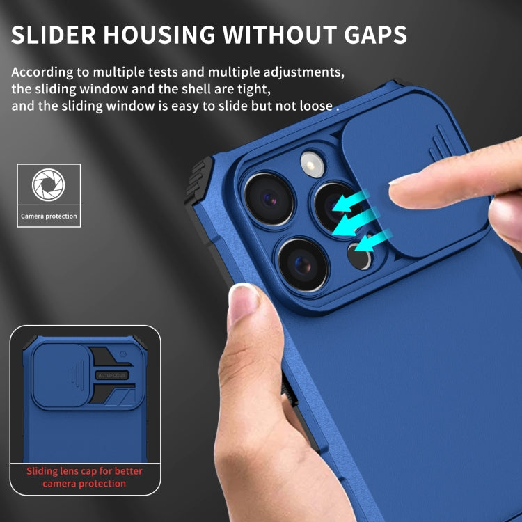 For iPhone 16 Pro Stereoscopic Holder Sliding Camshield Phone Case