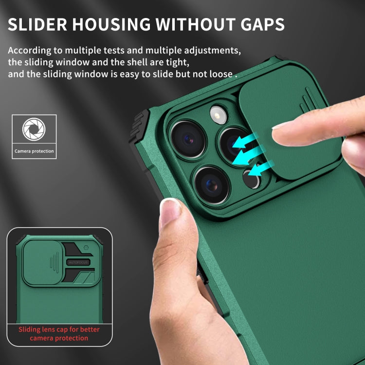 For iPhone 16 Pro Stereoscopic Holder Sliding Camshield Phone Case