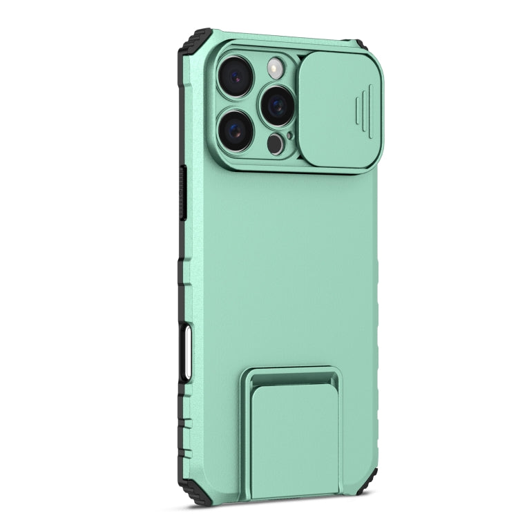For iPhone 16 Pro Stereoscopic Holder Sliding Camshield Phone Case