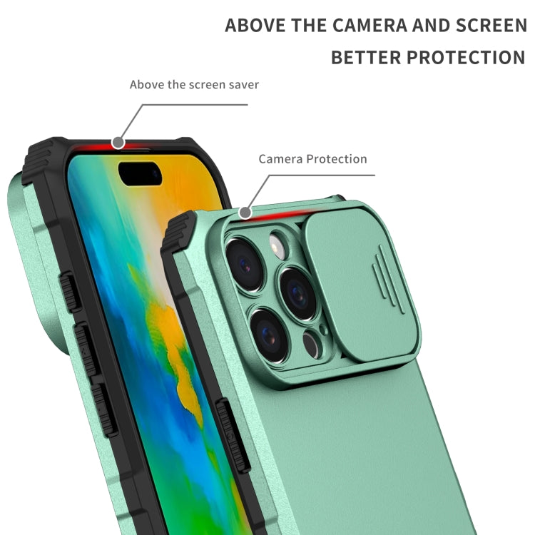 For iPhone 16 Pro Stereoscopic Holder Sliding Camshield Phone Case