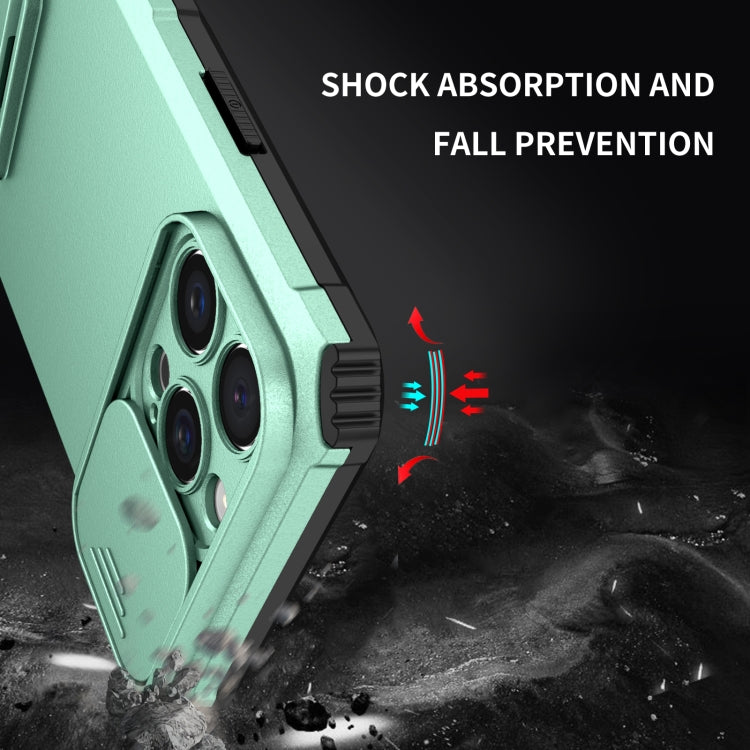 For iPhone 16 Pro Stereoscopic Holder Sliding Camshield Phone Case