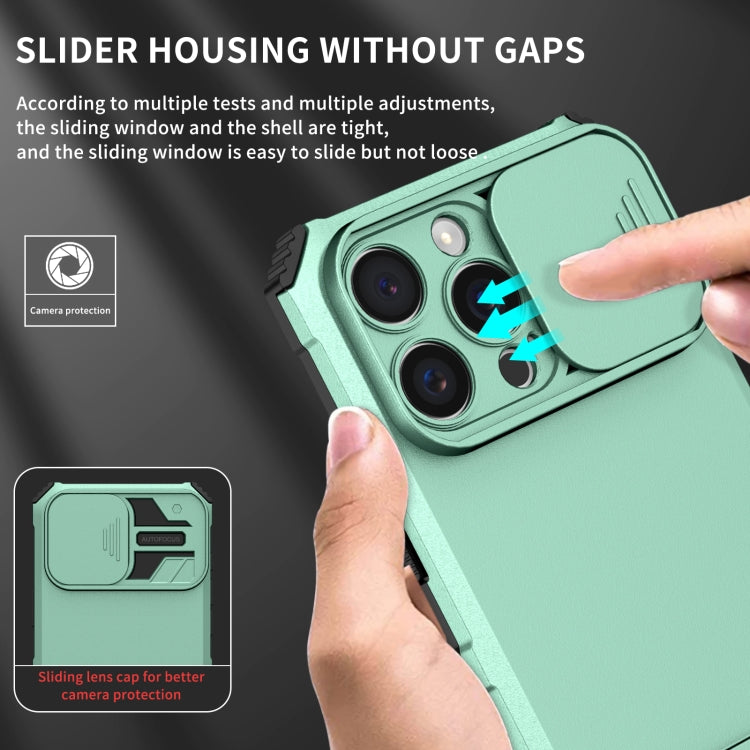 For iPhone 16 Pro Stereoscopic Holder Sliding Camshield Phone Case