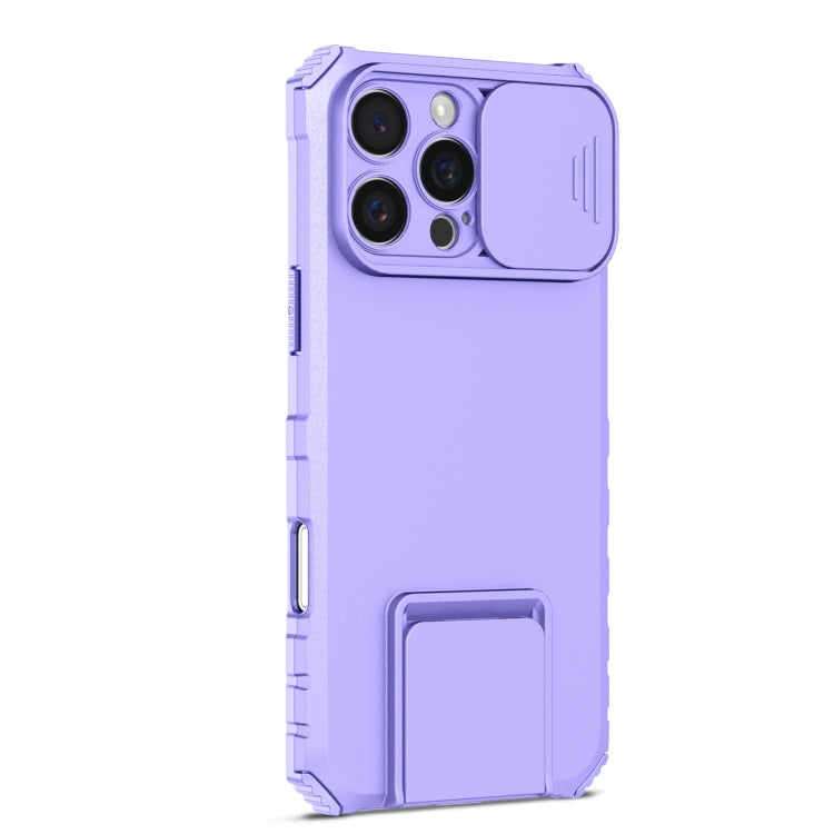 For iPhone 16 Pro Stereoscopic Holder Sliding Camshield Phone Case