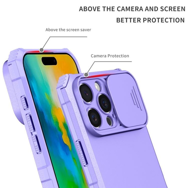 For iPhone 16 Pro Stereoscopic Holder Sliding Camshield Phone Case