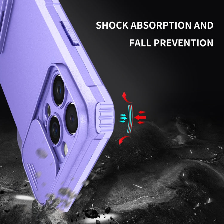 For iPhone 16 Pro Stereoscopic Holder Sliding Camshield Phone Case