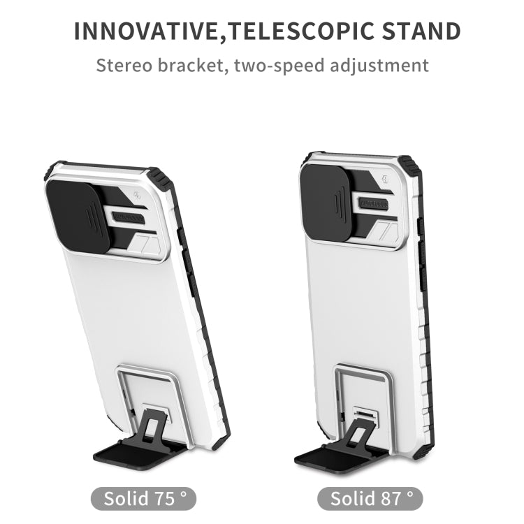 For iPhone 16 Plus Stereoscopic Holder Sliding Camshield Phone Case