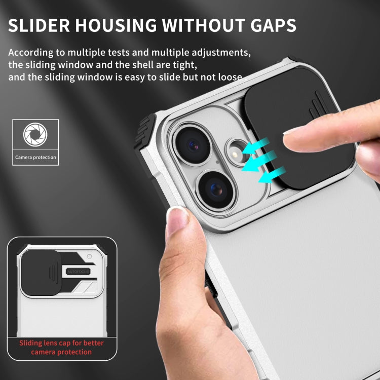 For iPhone 16 Plus Stereoscopic Holder Sliding Camshield Phone Case