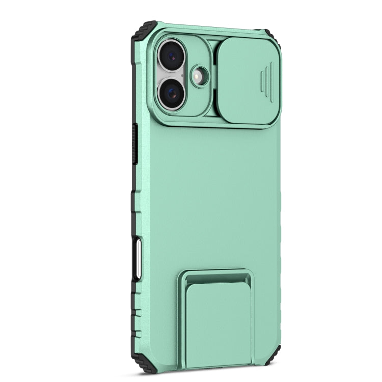 For iPhone 16 Plus Stereoscopic Holder Sliding Camshield Phone Case
