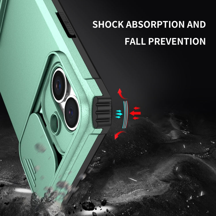 For iPhone 16 Plus Stereoscopic Holder Sliding Camshield Phone Case