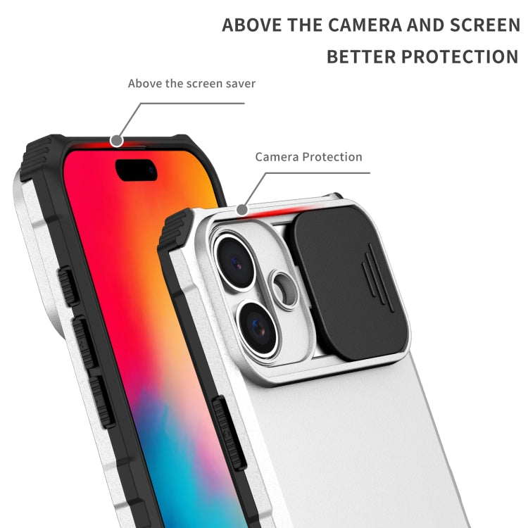 For iPhone 16 Stereoscopic Holder Sliding Camshield Phone Case