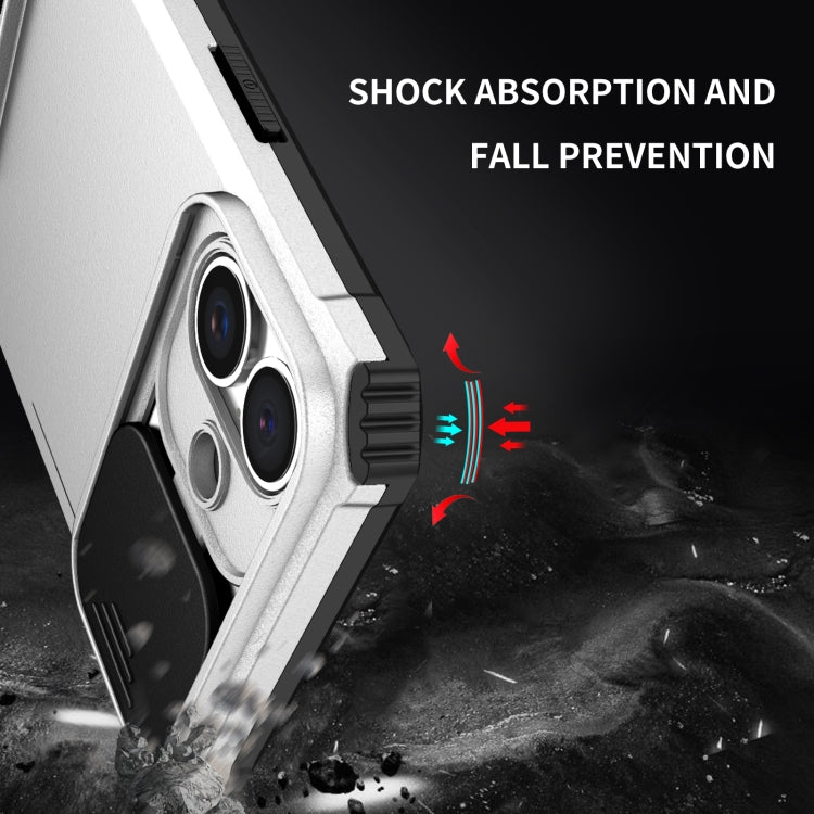 For iPhone 16 Stereoscopic Holder Sliding Camshield Phone Case