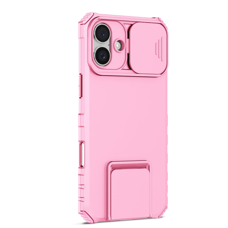 For iPhone 16 Stereoscopic Holder Sliding Camshield Phone Case
