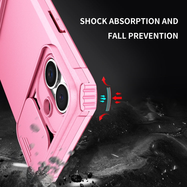 For iPhone 16 Stereoscopic Holder Sliding Camshield Phone Case