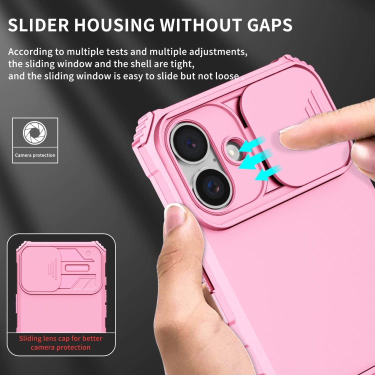 For iPhone 16 Stereoscopic Holder Sliding Camshield Phone Case
