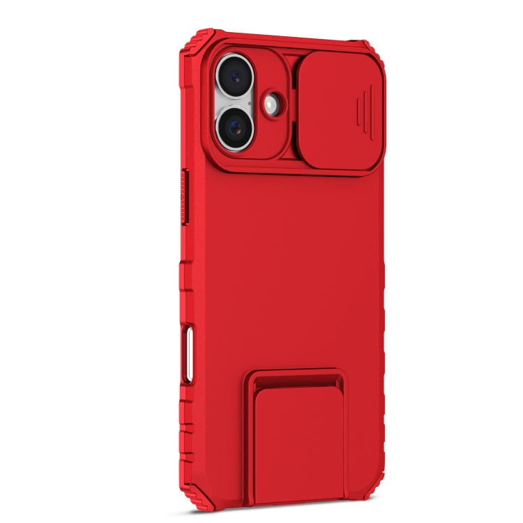 For iPhone 16 Stereoscopic Holder Sliding Camshield Phone Case