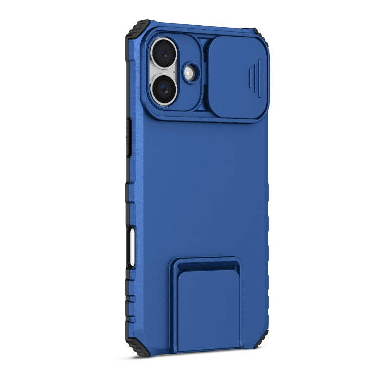 For iPhone 16 Stereoscopic Holder Sliding Camshield Phone Case