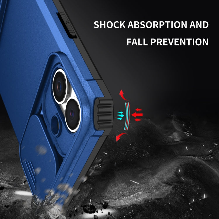 For iPhone 16 Stereoscopic Holder Sliding Camshield Phone Case