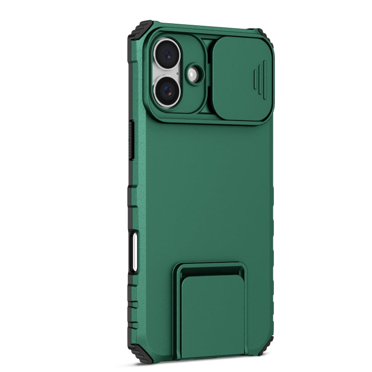 For iPhone 16 Stereoscopic Holder Sliding Camshield Phone Case