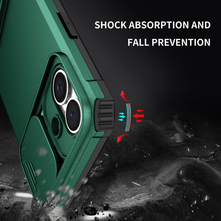 For iPhone 16 Stereoscopic Holder Sliding Camshield Phone Case