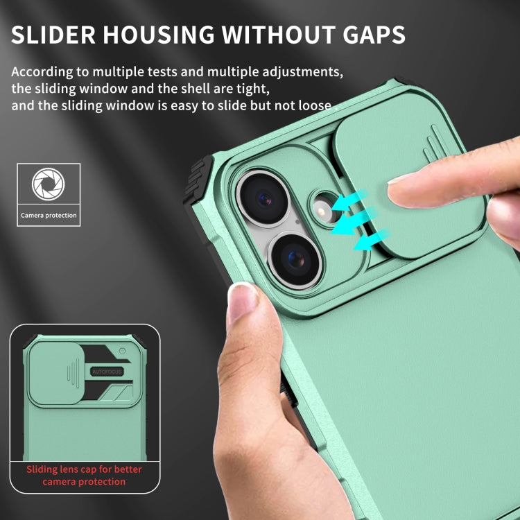 For iPhone 16 Stereoscopic Holder Sliding Camshield Phone Case