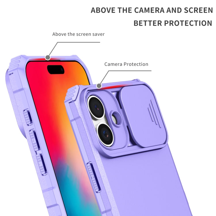 For iPhone 16 Stereoscopic Holder Sliding Camshield Phone Case