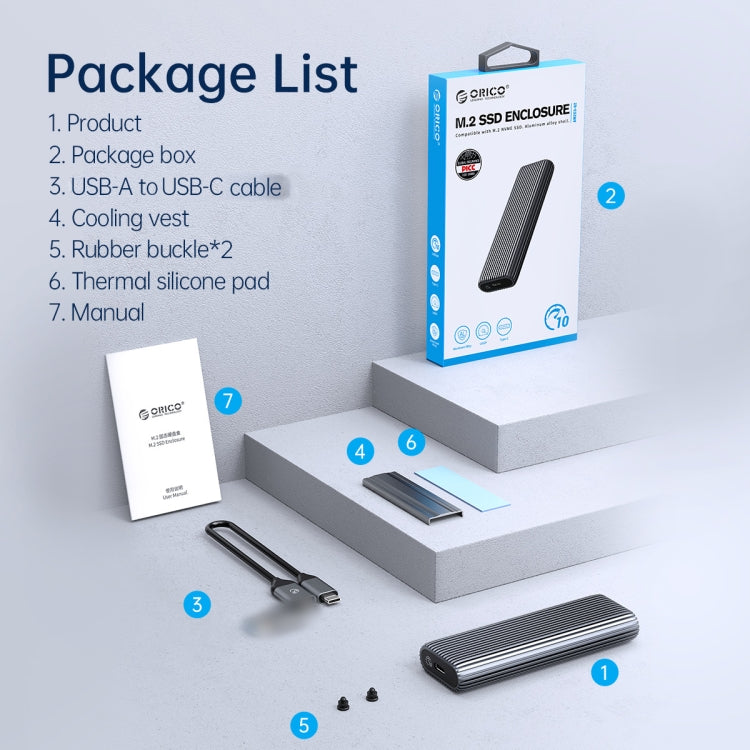 ORICO AM2C3 M.2 NGFF SSD Enclosure(Grey)