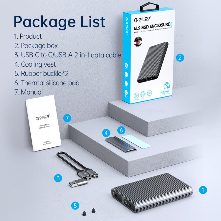 ORICO AM2C3-2N Dual-bay M.2 NVME + NVME SSD Enclosure(Grey)