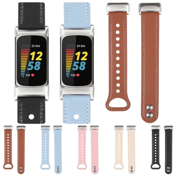 For Fitbit Charge 5 PU Leather Replacement Watch Band