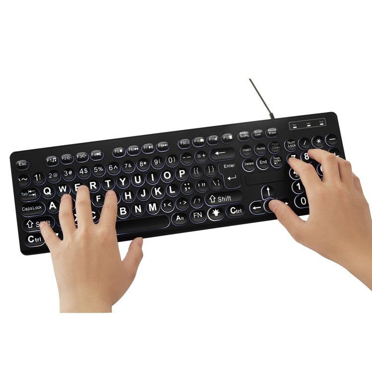 MC-K315 104 Keys Large Characters Blacklit Wired Keyboard(Black)