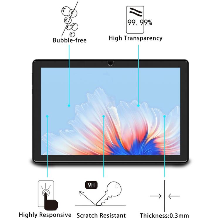 For Doogee U9 10.1 2pcs 9H 0.3mm Explosion-proof Tempered Glass Film
