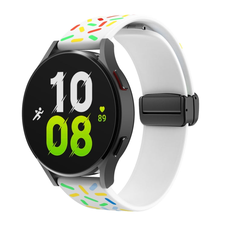 For Samsung Galaxy Watch 6 / 6 Classic Sports Rainbow Dots Magnetic Black Buckle Silicone Watch Band