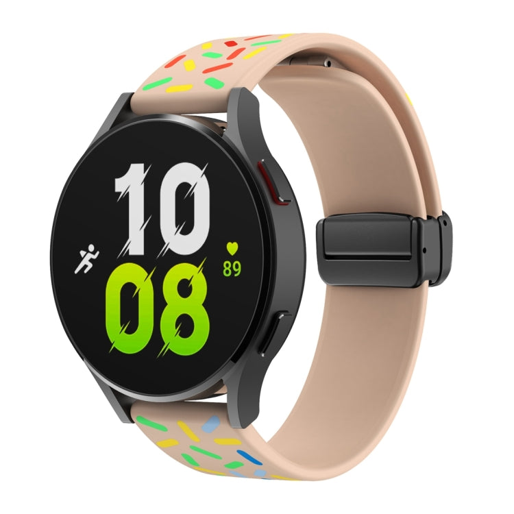 For Samsung Galaxy Watch 6 / 6 Classic Sports Rainbow Dots Magnetic Black Buckle Silicone Watch Band