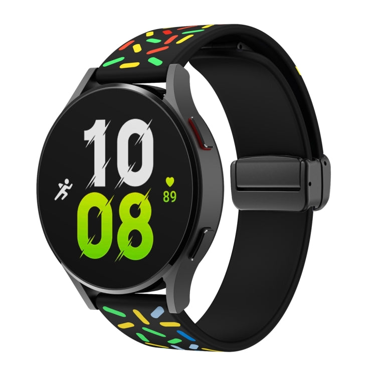 For Samsung Galaxy Watch 6 / 6 Classic Sports Rainbow Dots Magnetic Black Buckle Silicone Watch Band