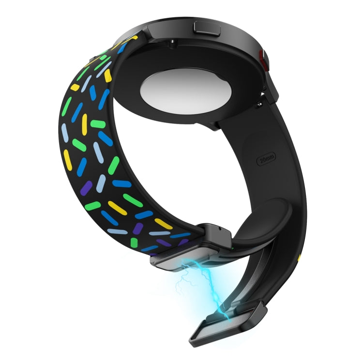 For Samsung Galaxy Watch 6 / 6 Classic Sports Rainbow Dots Magnetic Black Buckle Silicone Watch Band
