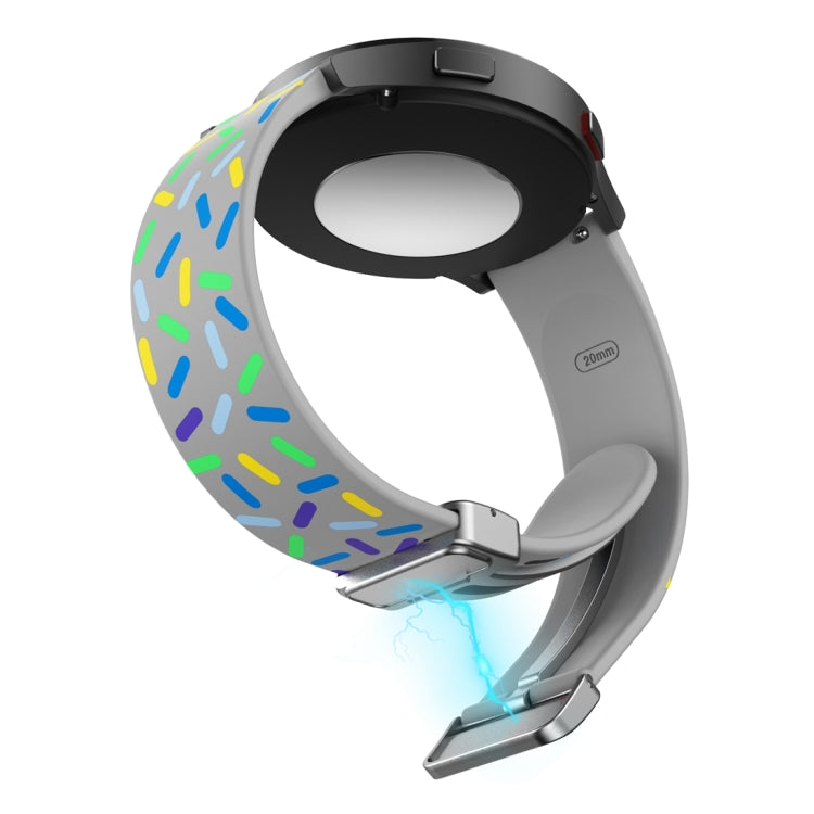 For Samsung Galaxy Watch 6 / 6 Classic Sports Rainbow Dots Magnetic Black Buckle Silicone Watch Band