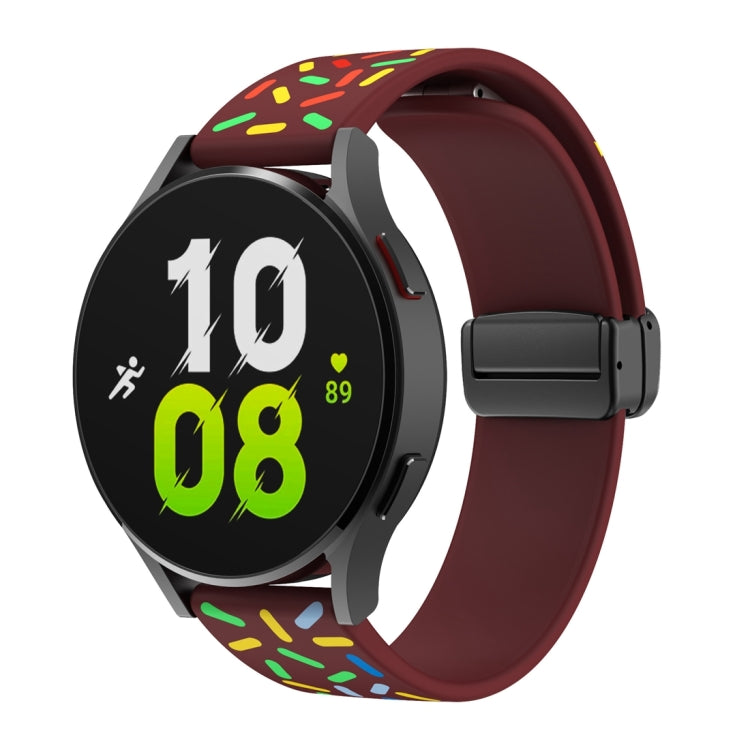 For Samsung Galaxy Watch 6 / 6 Classic Sports Rainbow Dots Magnetic Black Buckle Silicone Watch Band