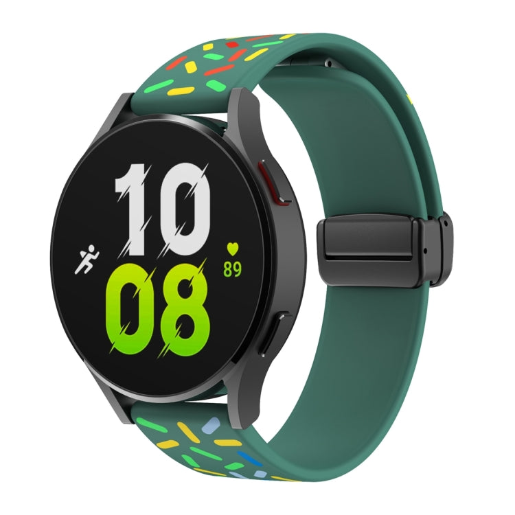 For Samsung Galaxy Watch 6 / 6 Classic Sports Rainbow Dots Magnetic Black Buckle Silicone Watch Band